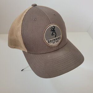Browning Buckmark Logo Mesh Back Flex Fit Baseball Cap Brown Tan